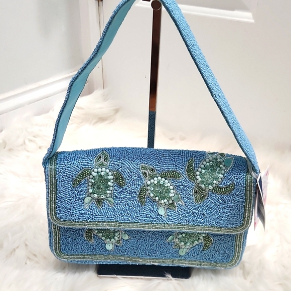 Handbags - ✨️🐢  Made In India Viral Blue Beaded Turtle Handcrafted Shoulder Bag